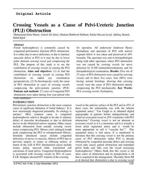 Pdf Crossing Vessels As A Cause Of Pelvi Ureteric Junction Puj Obstruction