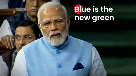 Pm Modi Wears Unique Blue Jacket Made Of Recycled Plastic Bottles In