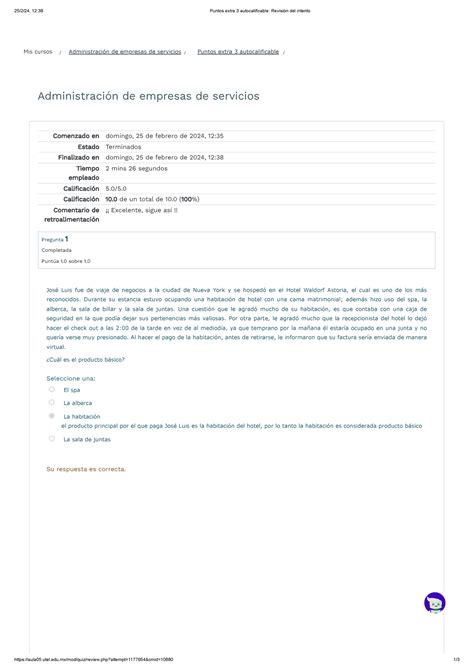 Puntos Extra Autocalificable Revisi N Del Intento Studocu