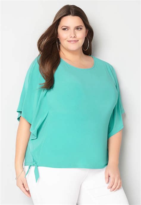 Avenue Side Tie Batwing Top Tops Plus Size Fashion Plus Size Tops