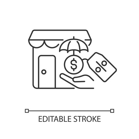 Icono lineal de descuentos de seguros para pequeñas empresas