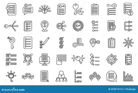 Key Points Icons Set Outline Vector Path Process Stock Vector