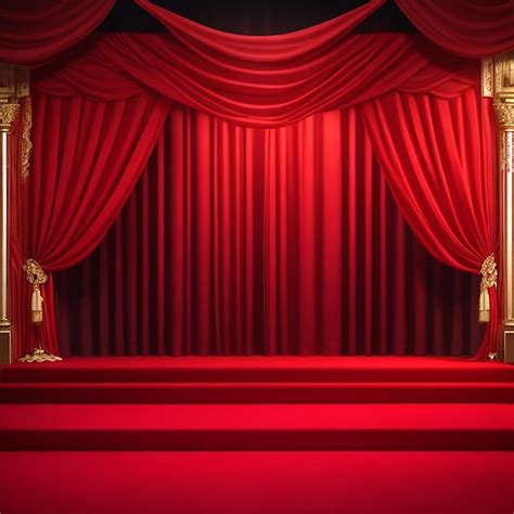 Premium Ai Image Podium With Red Carpet And Curtain In Glow Of