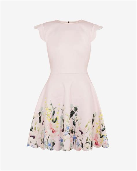 Elegant Scallop Skater Dress Pink Dresses Ted Baker Dresses