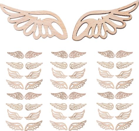 Amazon JANOU 80pcs Angel Wings Wood Slices Wooden Cutouts