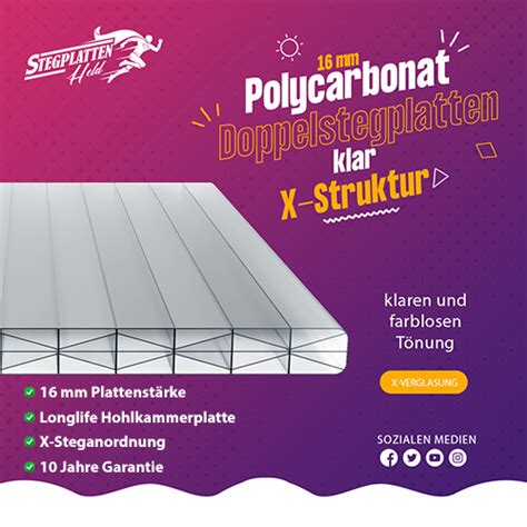 Polycarbonat Doppelstegplatten Mm X Struktur Klar Farblos