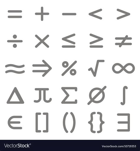 Set Of Monochrome Icons With Mathematical Symbols Vector Image