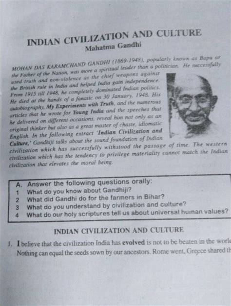 Indian Civilization And Culture Mahatma Gandhi Mohan Das Karamchand Gandh