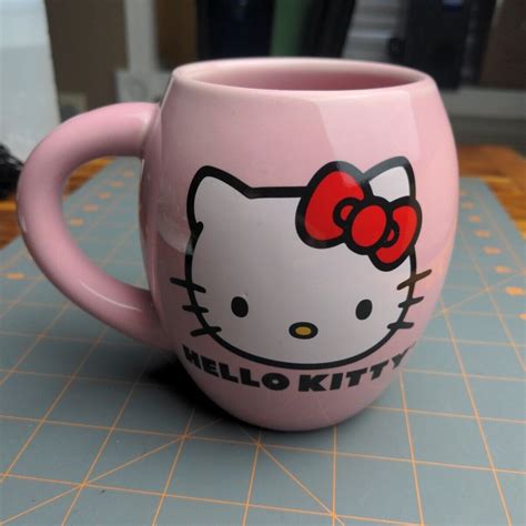 Hello Kitty Pink Oval Ceramic Mug 18 Oz Vandor Double Sided 2011 Sanrio Kawaii Ebay