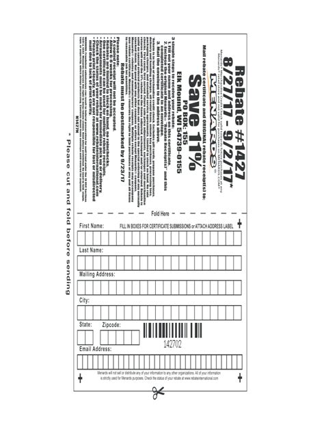 Menards Rebate Form Printable Form