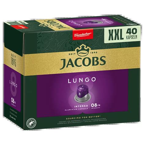 Jacobs Lungo Intenso őrölt pörkölt kávé kapszulában 40 db 208 g