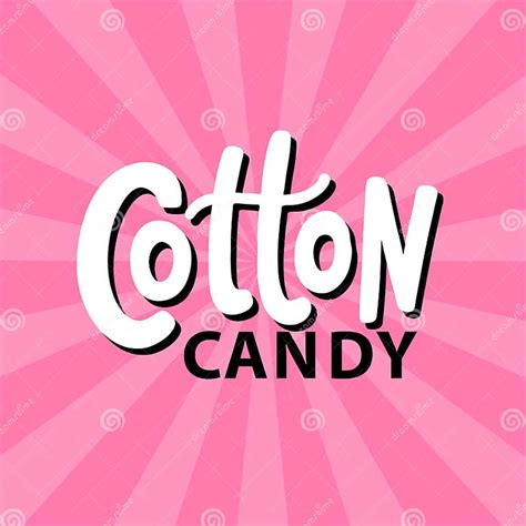 Cotton Candy Text Logo Lettering Hand Drawn Vector Illustration