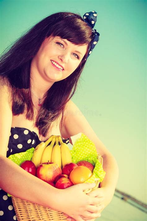 Picnic Beautiful Woman Sitting On The Blanket Stock Image Image Of