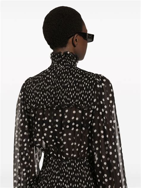 Dolce Gabbana Polka Dot Print Silk Dress Black FARFETCH