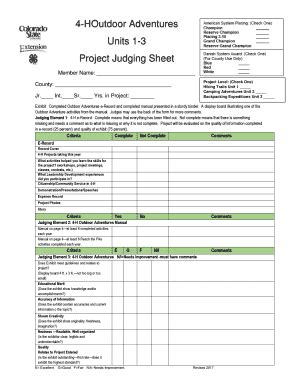 Fillable Online Score Sheets General Colorado H Youth Development