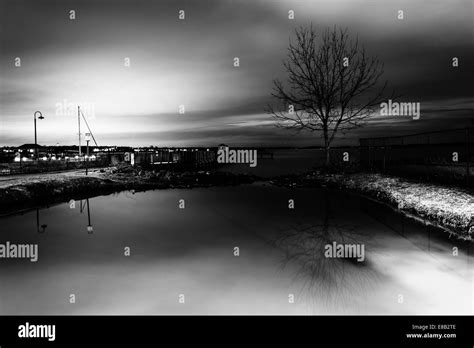 The waterfront at night, in Havre de Grace, Maryland Stock Photo - Alamy