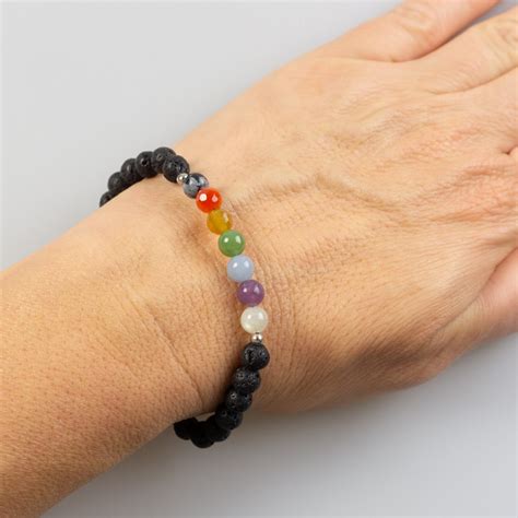 Bracciale Elastico In Pietra Lavica E Pietre Chakra Cm M Didoni