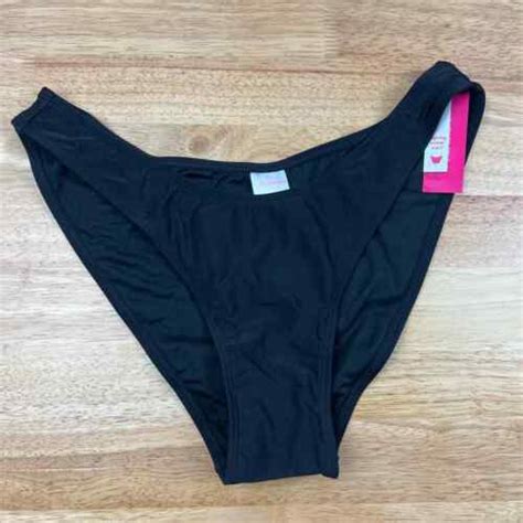 Xhilaration Women S High Leg Scoop Waist Black Bikini Bottoms Size XL