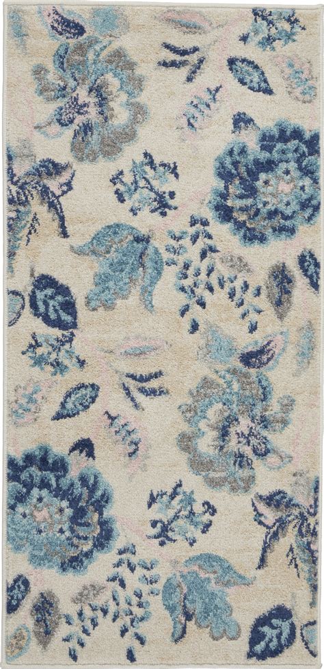 Nourison Tranquil Tra Ivory Light Blue Rug