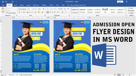 Admission Open Flyer Design In Ms Word Flyer Design In Word Youtube