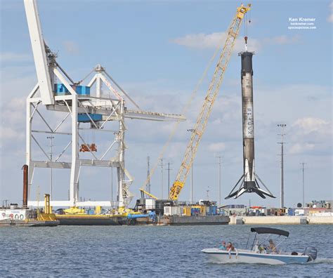 Scorched Sooty Thrice Flown Landed Spacex Booster Sails Into Port