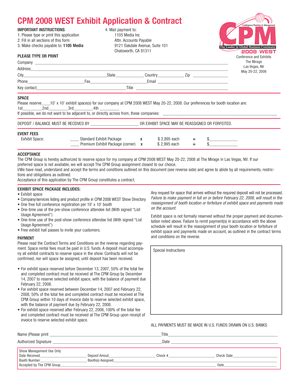 Fillable Online Cpm West Exhibit Application Contract