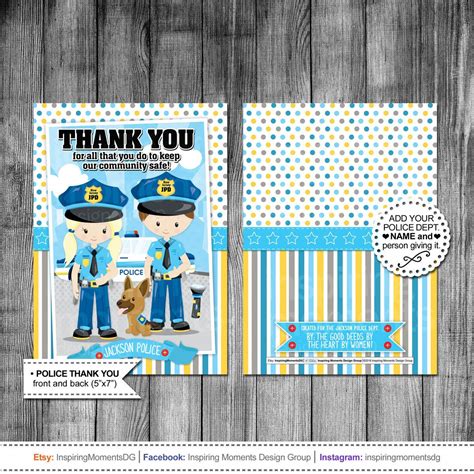 Police Appreciation Thank You Card Thank You From Kids And Families