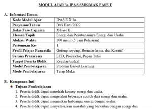 Modul Ajar Energi Terbarukan Projek Ipas