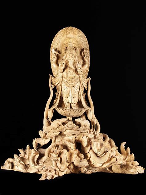 Masterpiece Hand Carved Wood Balinese Ganesh Statue (4b38)