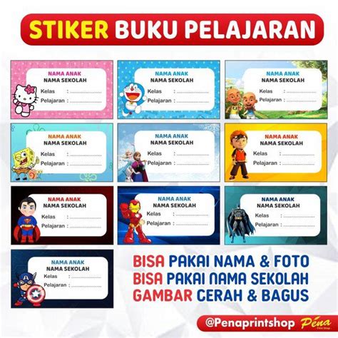 stiker label nama buku sekolah label buku mata pelajaran stiker