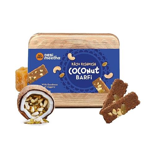 GO DESi DESi Meetha Kaju Kishmish Coconut Barfi 300 Grams 25