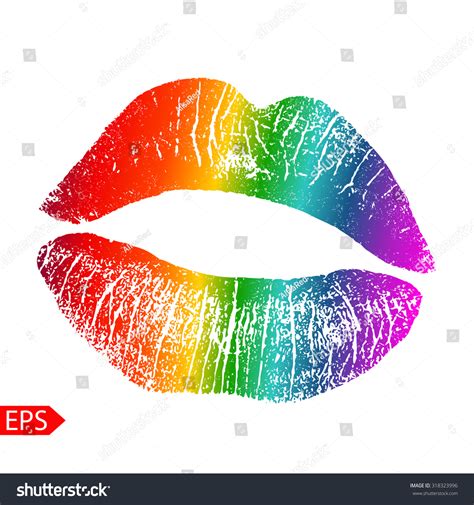 Print Rainbow Lips Vector Illustration On Stock Vector 318323996