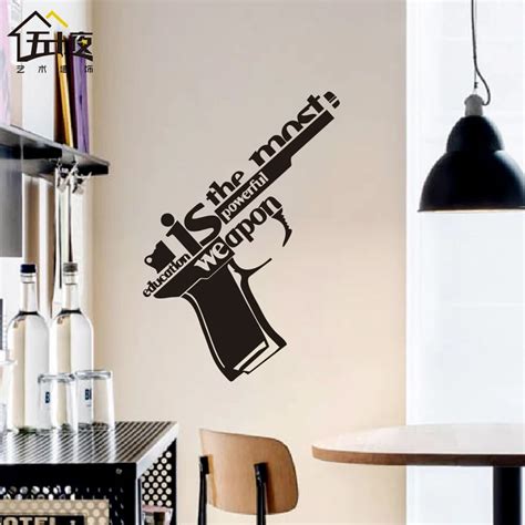 Aliexpress.com : Buy Gun Art Wall Sticker Mechanical Gun Quote Mural Wall Sticker Boys Bedroom ...