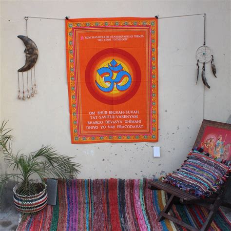 Aum Wall hanging Om Indian Wall hanging, Hippie Wall decor, cotton spititual wall Tapestry ...