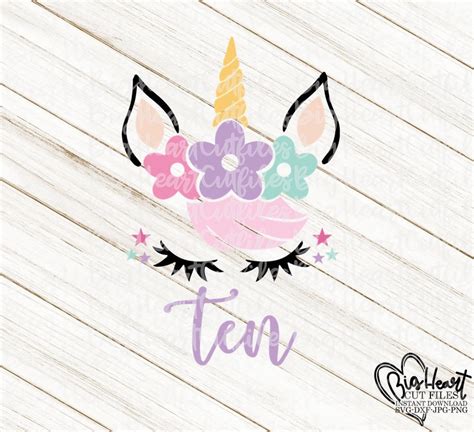 Unicorn Th Birthday Svg Unicorn Svg Png Dxf Tenth Etsy