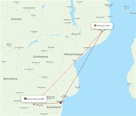 All Flight Routes From Johannesburg To Nampula Jnb To Apl Flight Routes