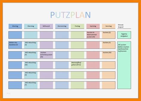 Putzplan Treppenhaus Vorlage Excel Bewundernswert Gro Z Gig