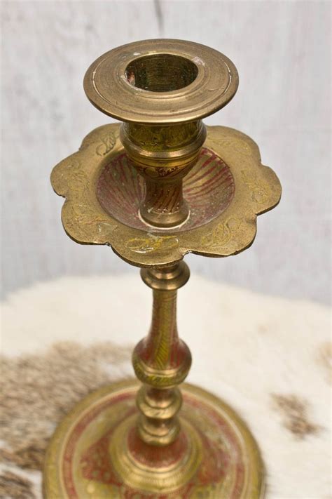 Etched Brass Candle Holder Vintage S Candleholders Etsy Canada