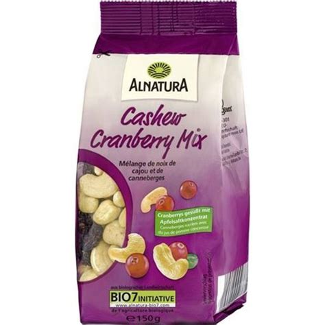 Alnatura Organic Cashew Cranberry Trail Mix 150 G Piccantino Online