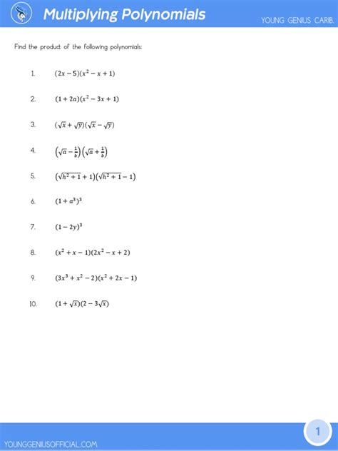 Multiplying Polynomials Worksheet Pdf