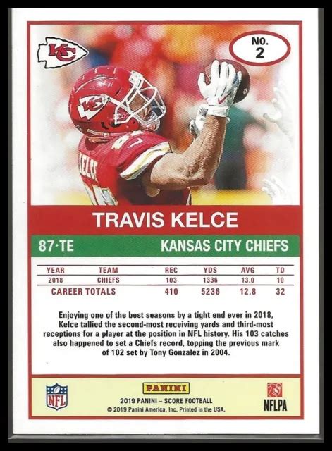 Travis Kelce Carte De Score De Football Kansas City Chiefs