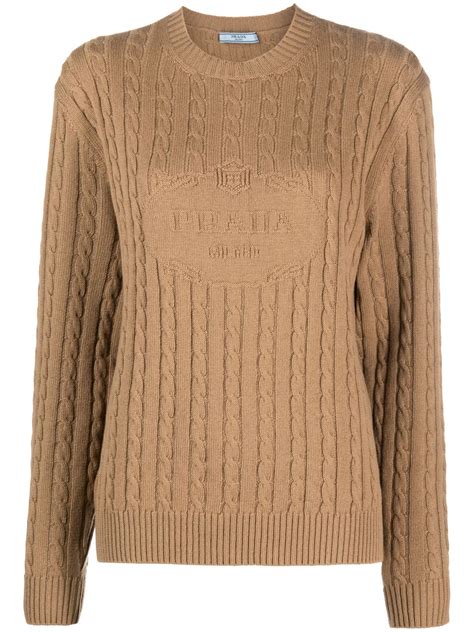 Prada Intarsia Knit Logo Jumper Farfetch