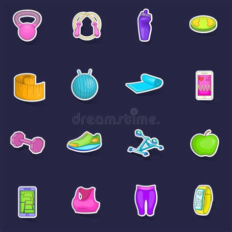 Healthy Lifestyle Icons Set Vector Sticker Stock Vector Illustration