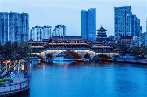 Premium Photo Famous Landmark Of Chengdu Anshun Bridge Over Jin River