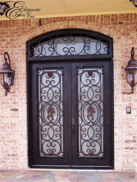 Custom Wrought Iron Door With Transom Wrought Iron Doors Double Doors Exterior Iron Doors