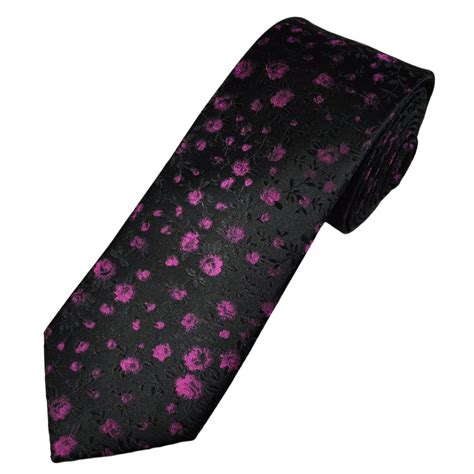 Tresanti Celeste Black Cerise Pink Roses Floral Pattern Men S Silk