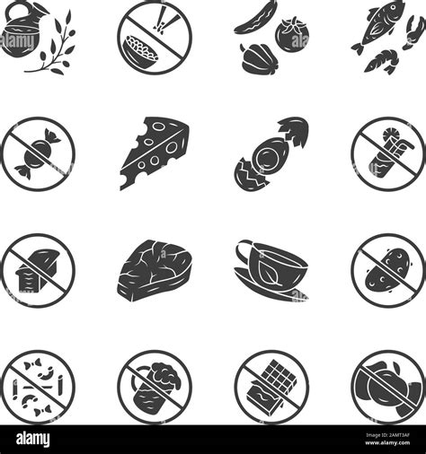 Keto Diet Flat Design Long Shadow Glyph Icons Set Low Carbs And