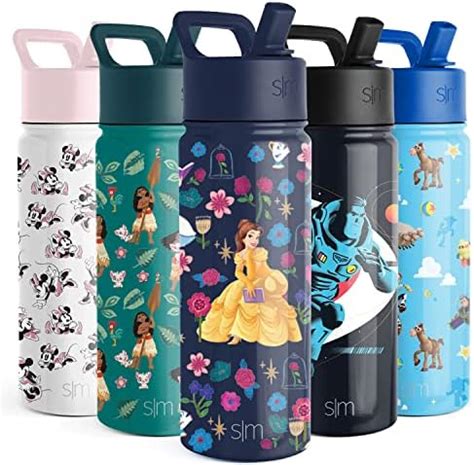 Simple Modern Disney Princess Botella de agua para niños con tapa de