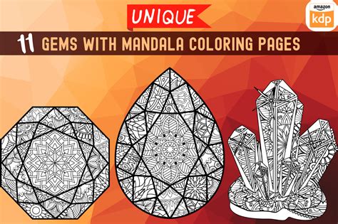 Gems & Crystals & Mandala Coloring Pages Graphic by Bonobo Digital ...