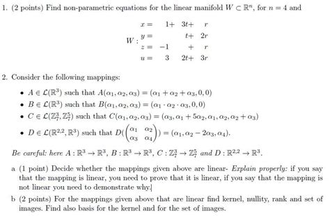 Solved 1 2 Points Find Non Parametric Equations For The Chegg